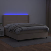 Giroletto Molle Materasso e LED Cappuccino 160x200cm Similpelle 3139336