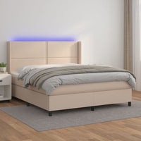 Giroletto Molle Materasso e LED Cappuccino 160x200cm Similpelle 3139336