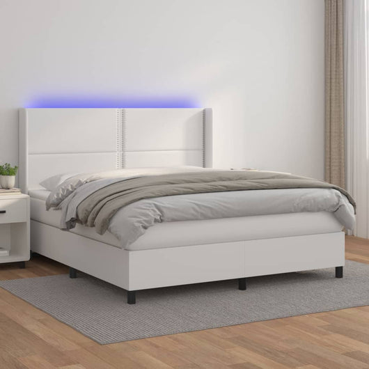 Giroletto Molle con Materasso e LED Bianco 180x200cm Similpelle cod mxl 60447