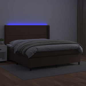 Giroletto Molle con Materasso e LED Marrone 180x200 cm 3139340