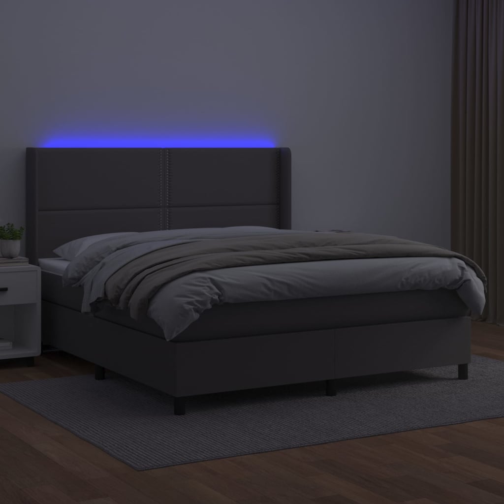 Giroletto Molle con Materasso e LED Grigio 180x200cm Similpellecod mxl 75596