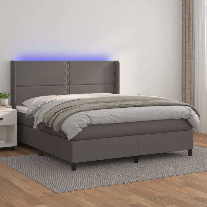 Giroletto Molle con Materasso e LED Grigio 180x200cm Similpellecod mxl 75596