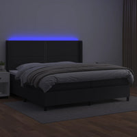 Giroletto a Molle con Materasso e LED Nero 200x200cm Similpelle 3139343