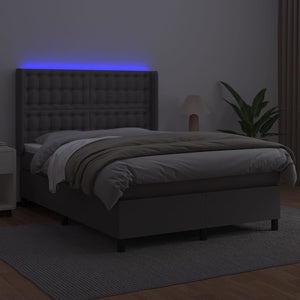 Giroletto Molle con Materasso e LED Grigio 140x190cm Similpelle 3139383