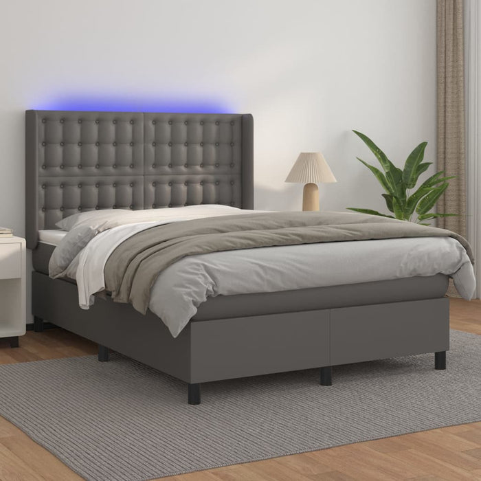 Giroletto Molle con Materasso e LED Grigio 140x190cm Similpelle 3139383