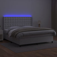 Giroletto Molle con Materasso e LED Bianco 180x200cm Similpelle 3139398