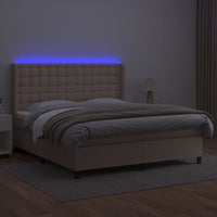 Giroletto Molle Materasso e LED Cappuccino 180x200cm Similpelle 3139402