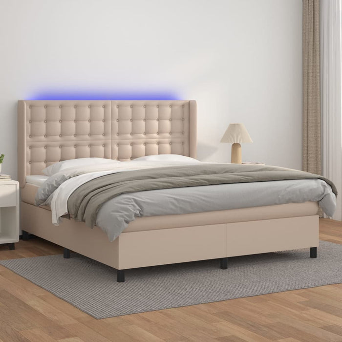 Giroletto Molle Materasso e LED Cappuccino 180x200cm Similpelle 3139402