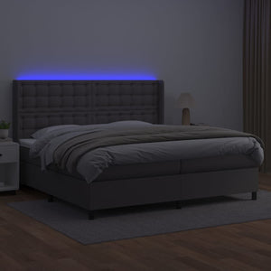 Giroletto Molle con Materasso e LED Grigio 200x200cm Similpelle cod mxl 57666