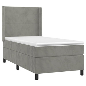 Letto a Molle Materasso e LED Grigio Chiaro 80x200 cm Velluto 3139409