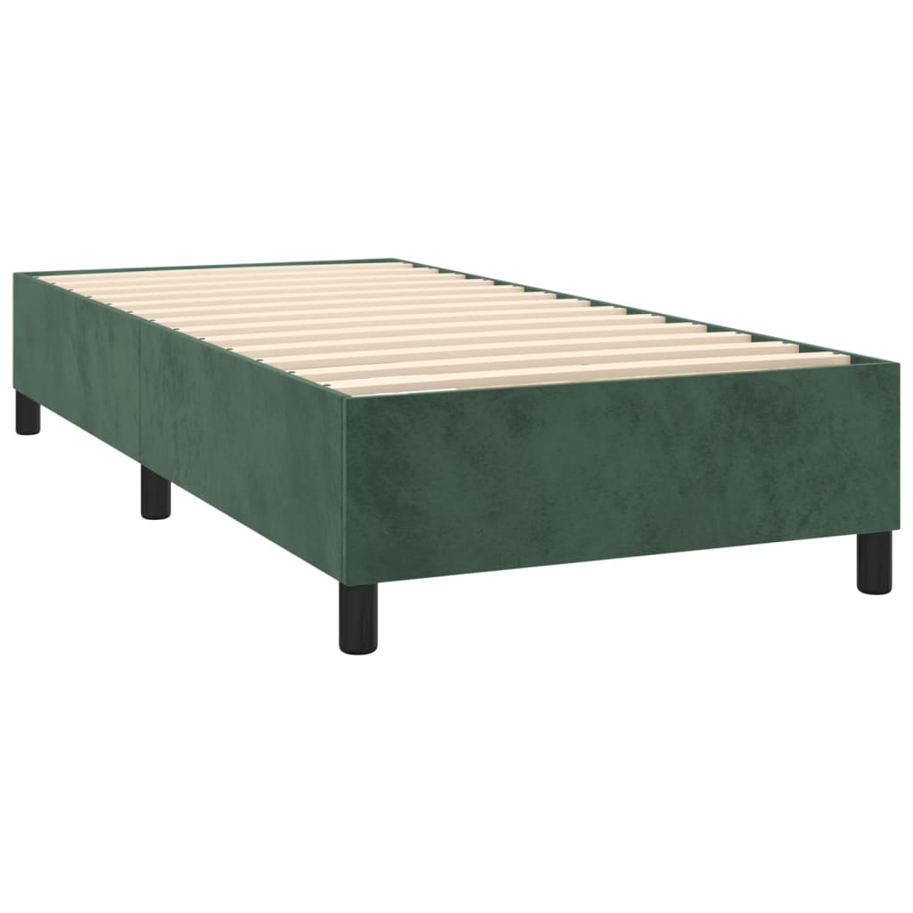 Letto a Molle con Materasso e LED Verde Scuro 80x200cm Velluto cod mxl 56513