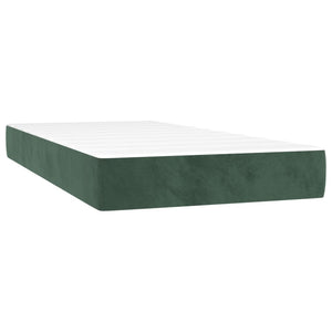 Letto a Molle con Materasso e LED Verde Scuro 80x200cm Velluto cod mxl 56513