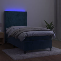 Letto a Molle con Materasso e LED Blu Scuro 80x200cm in Velluto 3139413