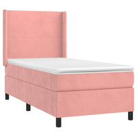 Letto a Molle con Materasso e LED Rosa 90x190 cm in Velluto 3139420