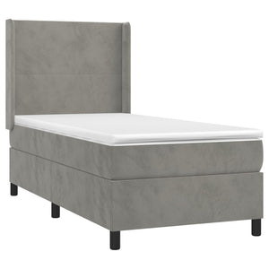 Letto a Molle Materasso e LED Grigio Chiaro 90x200 cm Velluto 3139421