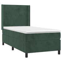 Letto a Molle con Materasso e LED Verde Scuro 100x200cm Velluto 3139430