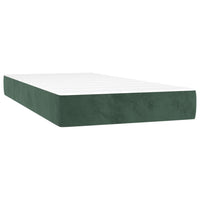 Letto a Molle con Materasso e LED Verde Scuro 100x200cm Velluto 3139430