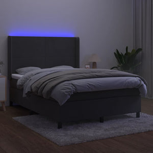 Letto a Molle con Materasso e LED Grigio Scuro 140x190 cm 3139440