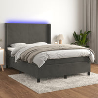 Letto a Molle con Materasso e LED Grigio Scuro 140x190 cm 3139440