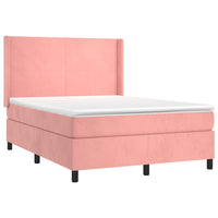 Letto a Molle con Materasso e LED Rosa 140x190 cm in Velluto 3139444