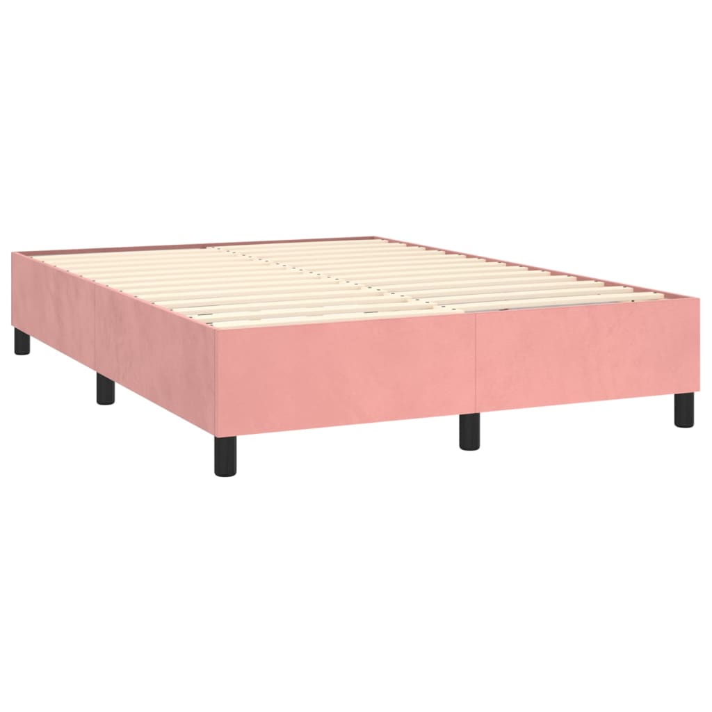 Letto a Molle con Materasso e LED Rosa 140x190 cm in Velluto 3139444