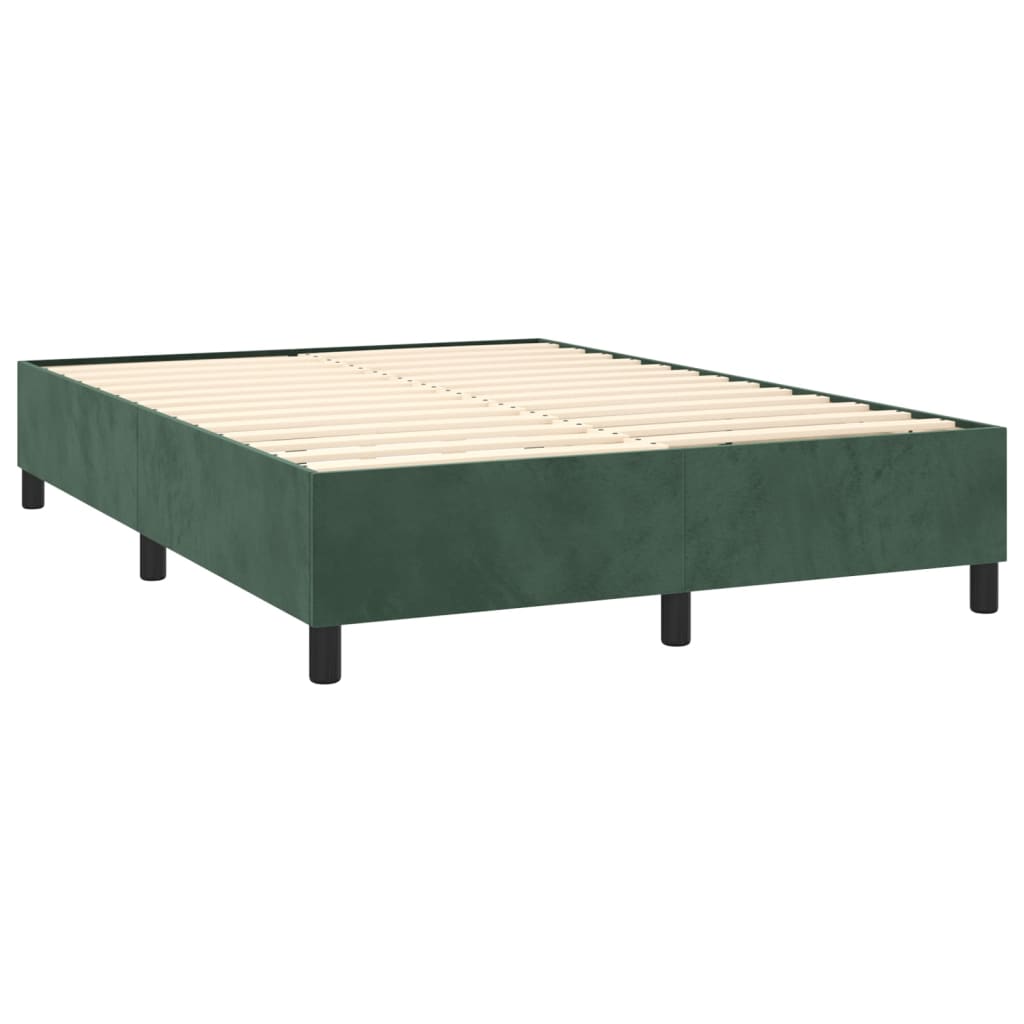 Letto a Molle con Materasso e LED Verde Scuro 140x200cm Velluto 3139448