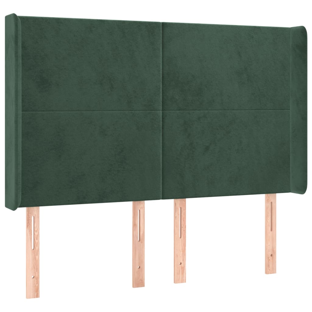 Letto a Molle con Materasso e LED Verde Scuro 140x200cm Velluto 3139448