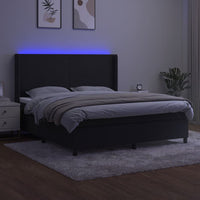 Letto a Molle con Materasso e LED Nero 160x200 cm in Vellutocod mxl 75420