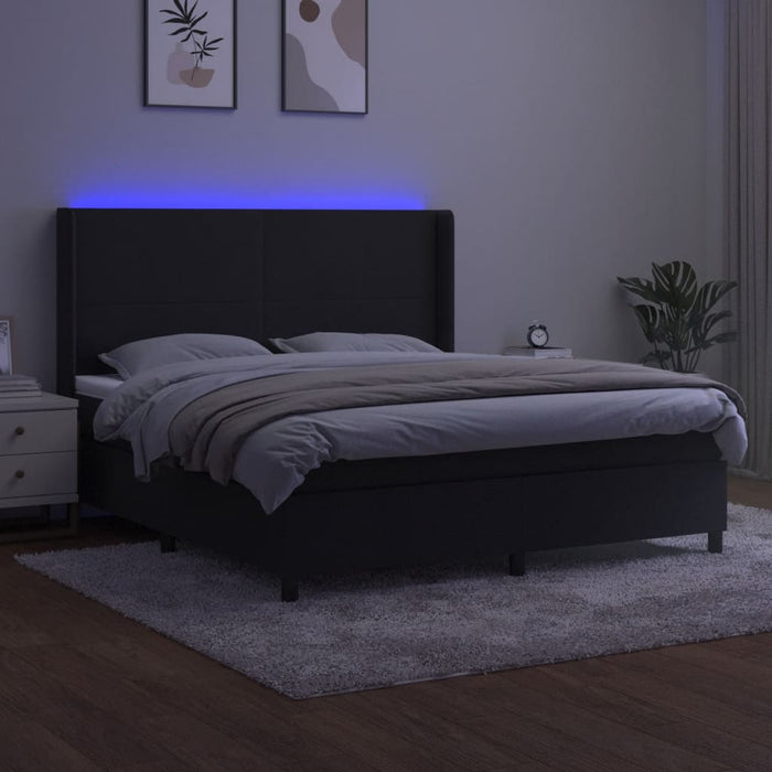 Letto a Molle con Materasso e LED Nero 160x200 cm in Vellutocod mxl 75420