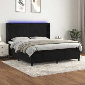 Letto a Molle con Materasso e LED Nero 160x200 cm in Vellutocod mxl 75420