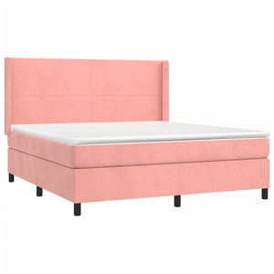 Letto a Molle con Materasso e LED Rosa 160x200 cm in Velluto 3139456