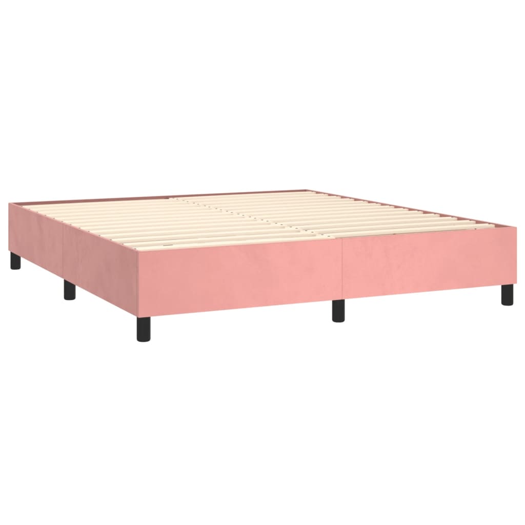 Letto a Molle con Materasso e LED Rosa 160x200 cm in Velluto 3139456