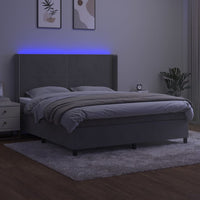 Letto a Molle Materasso e LED Grigio Chiaro 180x200 cm Vellutocod mxl 123359