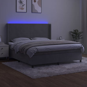 Letto a Molle Materasso e LED Grigio Chiaro 180x200 cm Vellutocod mxl 123359