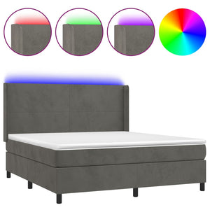 Letto a Molle con Materasso e LED Grigio Scuro 180x200 cm 3139458