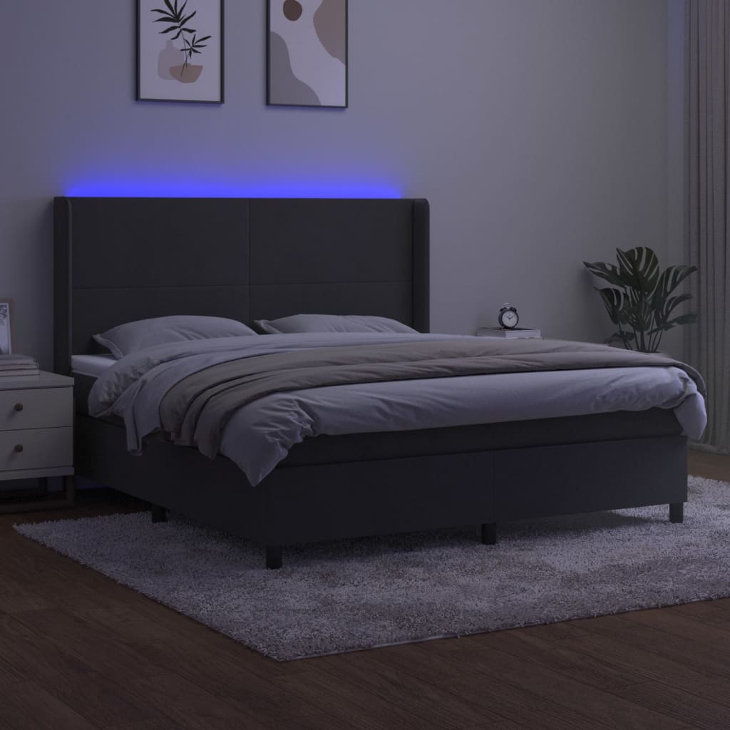 Letto a Molle con Materasso e LED Grigio Scuro 180x200 cm 3139458