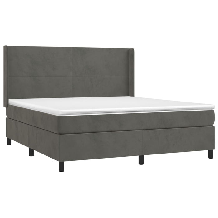 Letto a Molle con Materasso e LED Grigio Scuro 180x200 cm 3139458