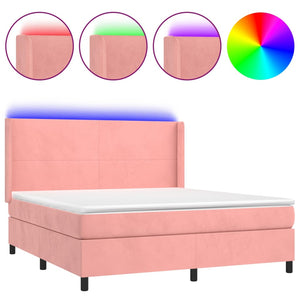 Letto a Molle con Materasso e LED Rosa 180x200 cm in Velluto 3139462