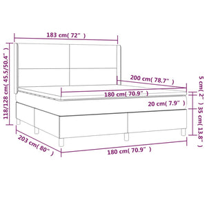 Letto a Molle con Materasso e LED Rosa 180x200 cm in Velluto 3139462