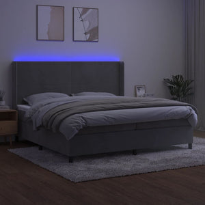 Letto a Molle Materasso e LED Grigio Chiaro 200x200 cm Velluto cod mxl 65199