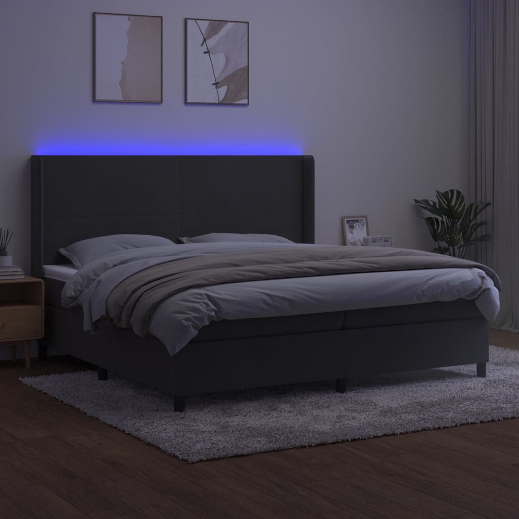 Letto a Molle con Materasso e LED Grigio Scuro 200x200 cm cod mxl 59709