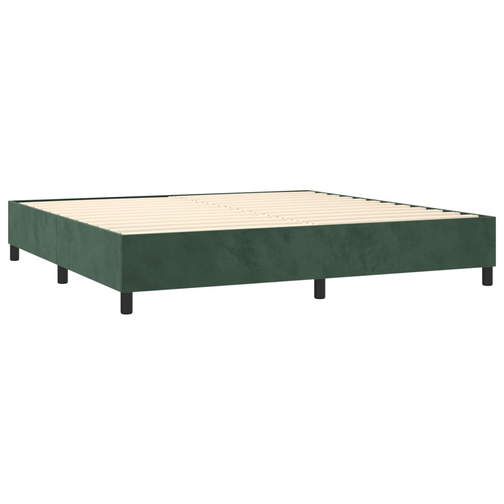 Letto a Molle con Materasso e LED Verde Scuro 200x200cm Velluto cod mxl 63167