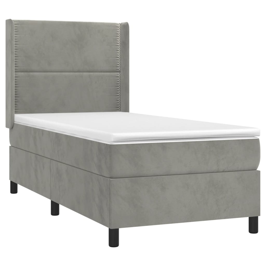 Letto a Molle Materasso e LED Grigio Chiaro 80x200 cm Velluto cod mxl 62813