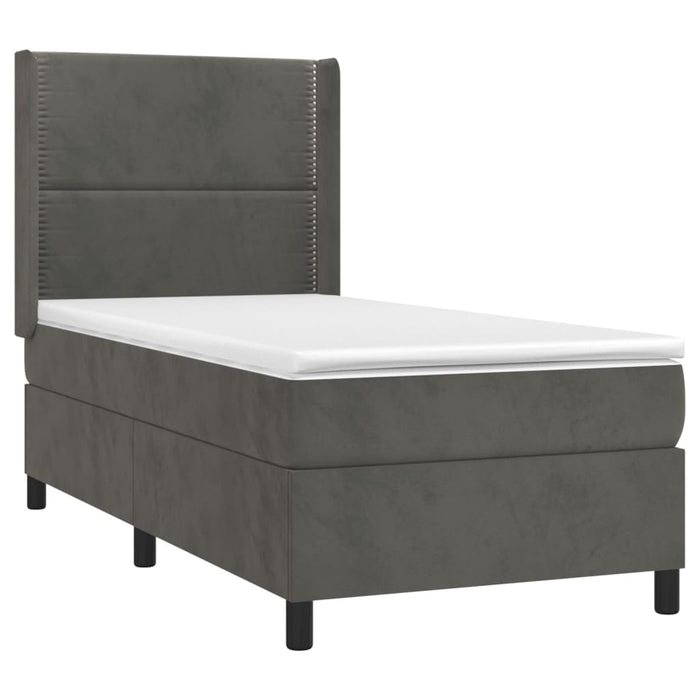 Letto a Molle con Materasso e LED Grigio Scuro 80x200cm Velluto 3139470