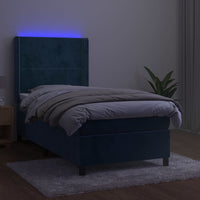 Letto a Molle con Materasso e LED Blu Scuro 80x200cm in Velluto cod mxl 58420