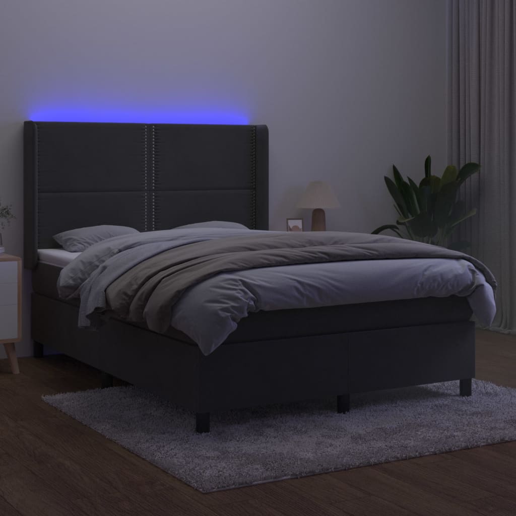 Letto a Molle con Materasso e LED Grigio Scuro 140x190 cm 3139500