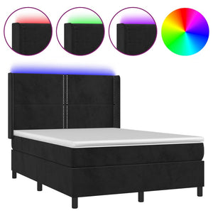 Letto a Molle con Materasso e LED Nero 140x190 cm in Vellutocod mxl 99427