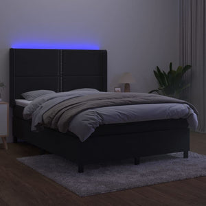 Letto a Molle con Materasso e LED Nero 140x190 cm in Vellutocod mxl 99427