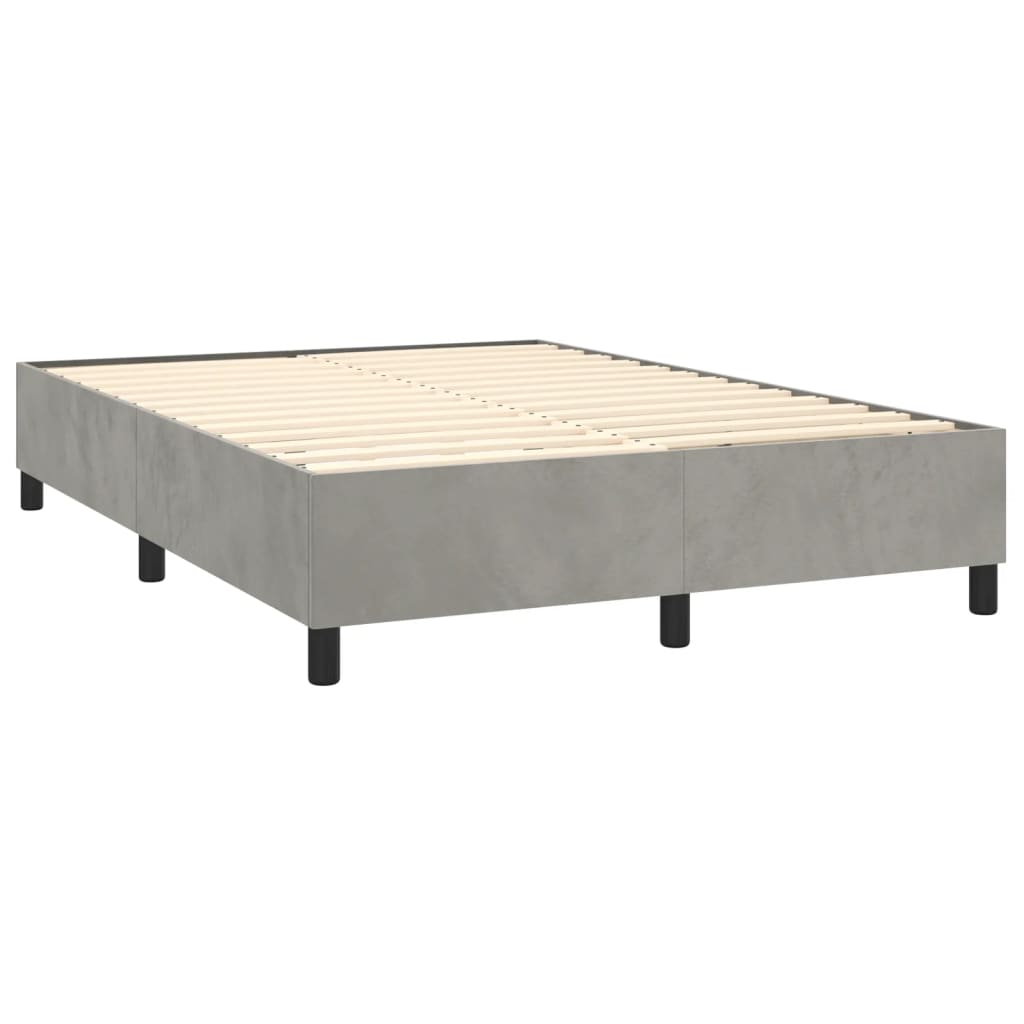 Letto a Molle Materasso e LED Grigio Chiaro 140x200 cm Velluto 3139505