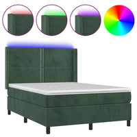 Letto a Molle con Materasso e LED Verde Scuro 140x200cm Vellutocod mxl 99420